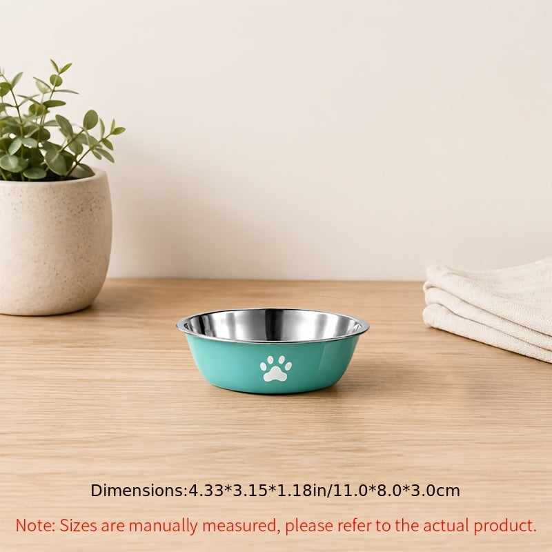 Stainless Steel Pet Bowl with Non-Slip Base – Colorful Printed Food & Water Dish for Cats and Dogs, Durable Easy-Clean Feeding Bowl for Small Medium Large Pets