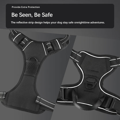 4-Piece Dog Harness and Leash Set No-Pull No-Choke Reflective Oxford Vest Harness with Leash Poop Bag Dispenser Easy Control Handle for Medium Large Dogs Outdoor Training Walking