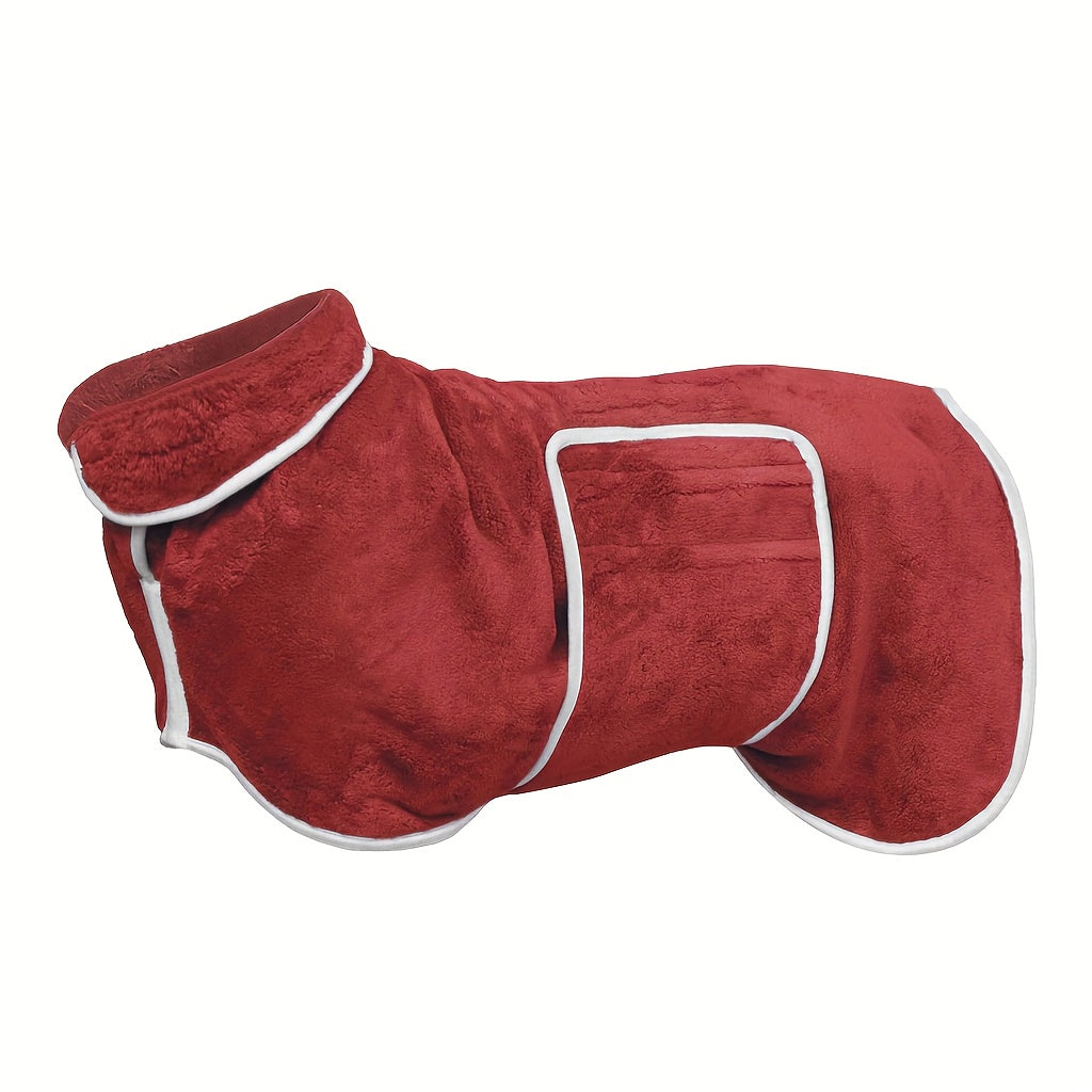 Quick-Dry Super Absorbent Dog Bathrobe Towel Coat for Dogs & Cats – Soft Adjustable Collar & Belly Strap, Fast-Drying Post-Bath Robe, Warm Winter Drying Coat for Small, Medium & Large Pets