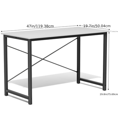 Computer Office Desk with Storage Bag & Headphone Hook 47 / 55 / 63 In Writing Gaming & Study Table for Small Spaces Home & Bedroom – Black White & Rust