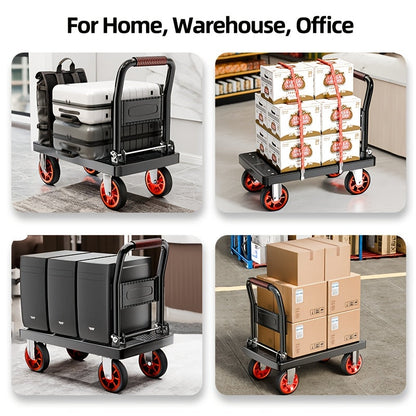 Heavy Duty Folding Platform Cart & Hand Truck with Strap - 190lb to 900lb Capacity Options, Silent Warehouse & Industrial Models for Moving, Warehouse, Garden & Holiday Use