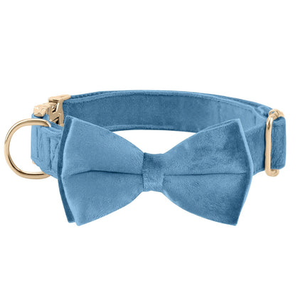 Dog Bowtie Collar Velvet Adjustable with Metal Buckle - Cute Puppy Bow Tie Collar S-XL for Small Medium Large Dogs, 12 Colors, Durable Elegant Dog Gift