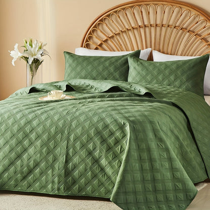Cooling Summer Quilt Set 2-3 Piece Lightweight Breathable Microfiber Bedspread – Modern Coin Pattern Coverlet Twin Queen King, All Season, Multiple Colors, Holiday Gift for Family