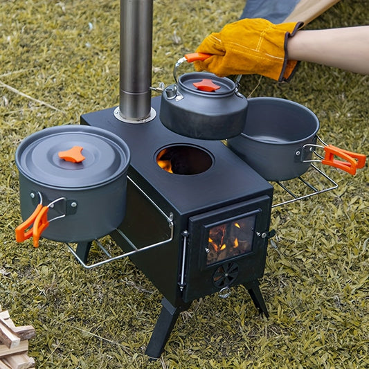 Portable Foldable Stainless Steel Wood Burning Camping Stove No Electricity or Flint Needed – Lightweight Compact Camp Stove for Tent Hiking Backpacking & Outdoor Cooking