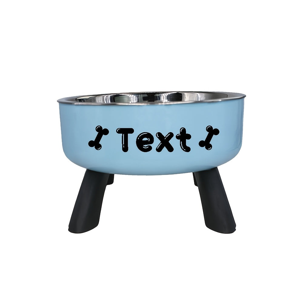 Personalized Stainless Steel Elevated Pet Bowl for Small Dogs – Anti-Slip Raised Feeder with Custom Name & Pattern, Neck Protection Design, Easy Clean Dog Food Water Dish