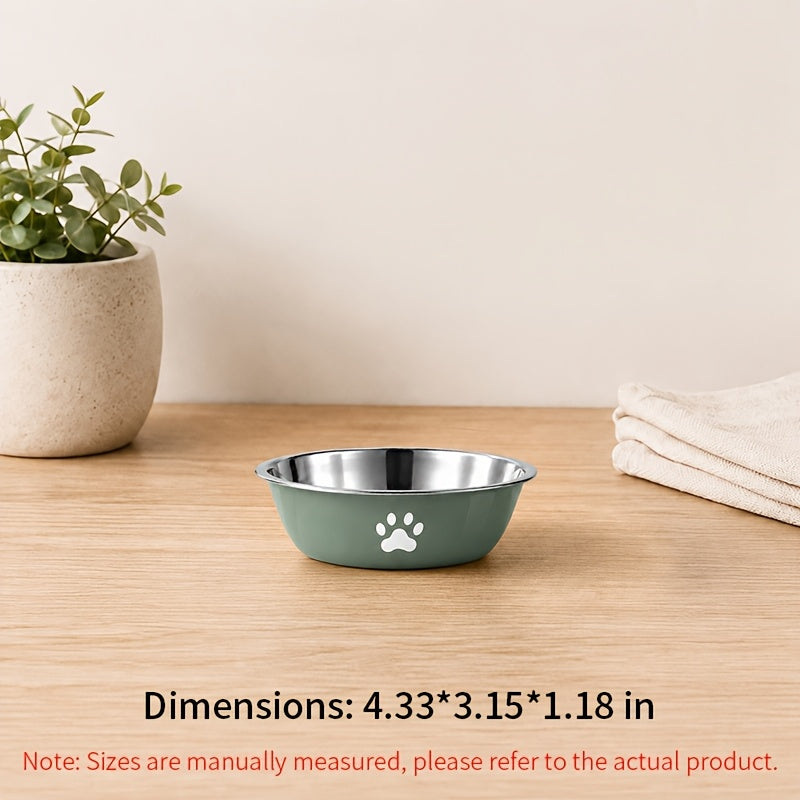 Stainless Steel Pet Bowl with Non-Slip Base – Colorful Printed Food & Water Dish for Cats and Dogs, Durable Easy-Clean Feeding Bowl for Small Medium Large Pets
