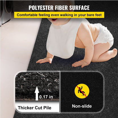Marine Boat Carpet 6ft x 13.1ft, Waterproof, Anti-Slip Ribbed Surface, Rubber Waterproof Backing, 0.18" Thickness, Cuttable to Any Shape, Easy Clean, for Boat Deck Patio Dock Garage, Black