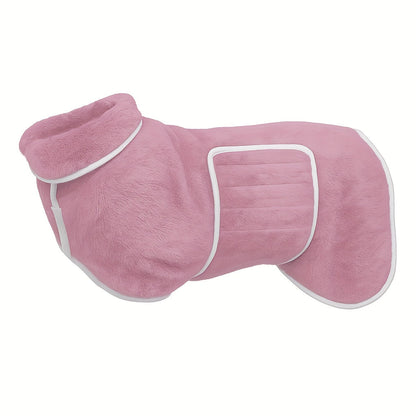 Quick-Dry Super Absorbent Dog Bathrobe Towel Coat for Dogs & Cats – Soft Adjustable Collar & Belly Strap, Fast-Drying Post-Bath Robe, Warm Winter Drying Coat for Small, Medium & Large Pets