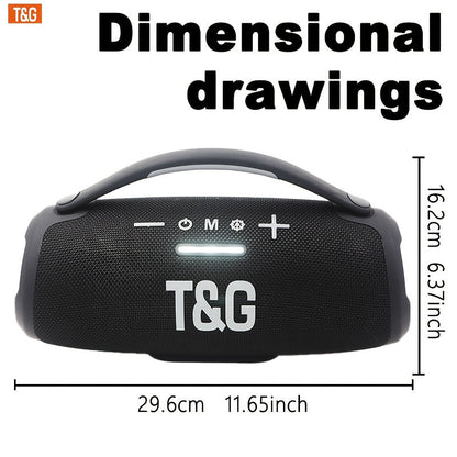 TG418 Wireless Bluetooth Speaker – 3000mAh LED Flash Lights EQ Settings TF Card USB AUX Compatible with Phone Tablet PC in Black Gray Camo