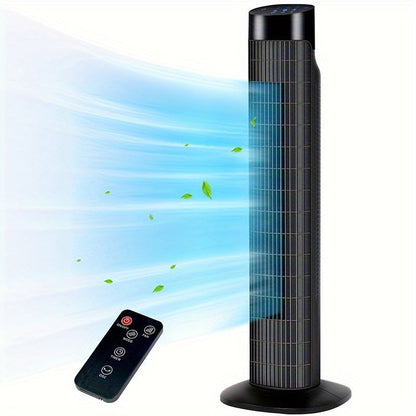 31" Quiet Tower Fan with Remote Control & 80° Oscillation - 3 Speeds, 7.5H Timer, Bladeless Standing Fan for Bedroom Living Room Office, Energy Efficient, Slim Design - 4 Colors