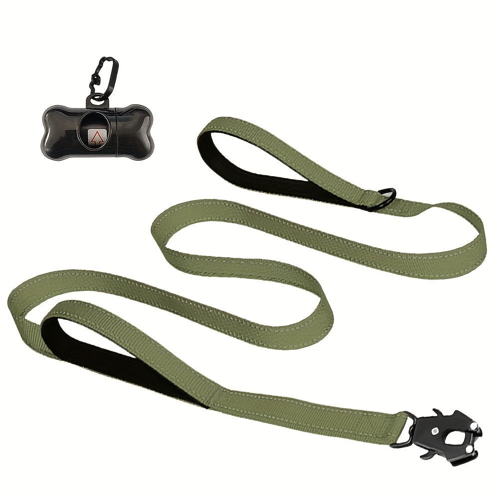6ft Heavy Duty Dog Leash with Double Handles & Tactical Frog Clip – Reflective Rope Training Leash with Quick Release Locking Clip for Medium & Large Dogs, 11 Colors Available