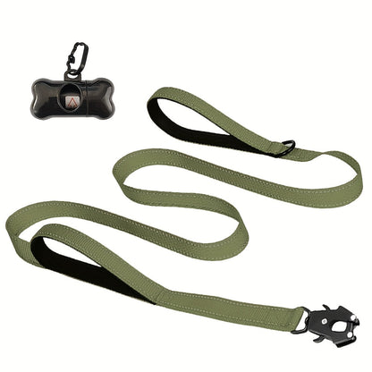 6ft Heavy Duty Dog Leash with Double Handles & Tactical Frog Clip – Reflective Rope Training Leash with Quick Release Locking Clip for Medium & Large Dogs, 11 Colors Available