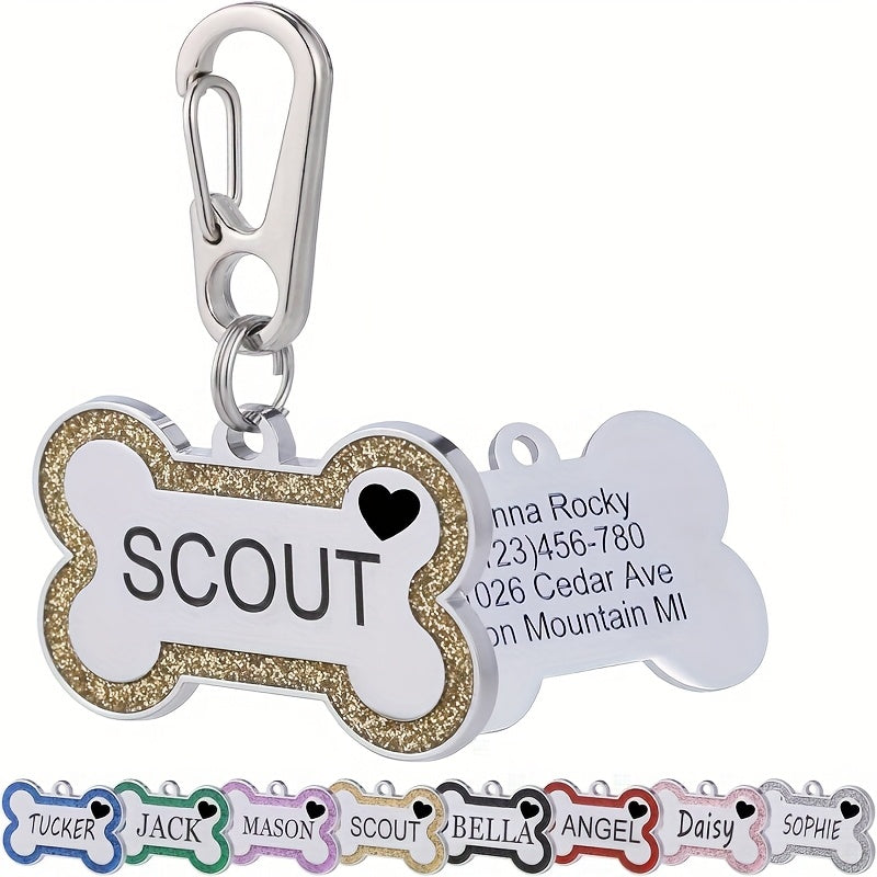 Personalized Engravable Dog ID Tag Collar Plate – Fashionable Anti-Lost Name & Phone Number Plate for Cats & Dogs, 8 Colors, Fits Small Medium Large Breeds, Cute Stylish Pet Gift