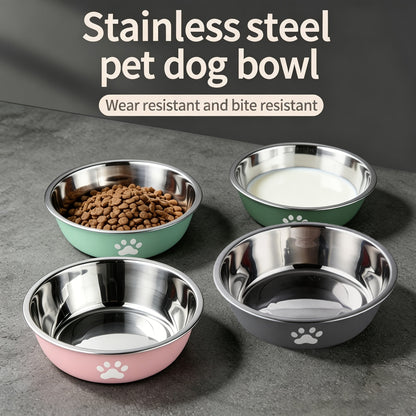 Stainless Steel Pet Bowl with Non-Slip Base – Colorful Printed Food & Water Dish for Cats and Dogs, Durable Easy-Clean Feeding Bowl for Small Medium Large Pets