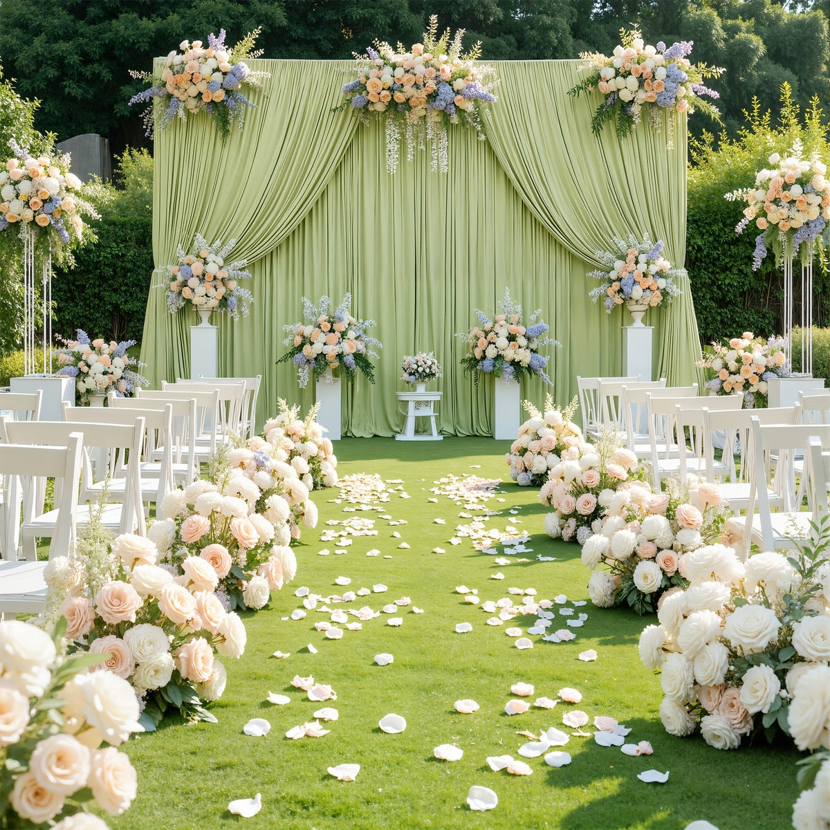 4-Pack 5×10 ft Polyester Spandex Backdrop Curtains with Pole Bags – Wrinkle-Resistant Photography Background for Wedding Birthday Banquet & Party in 15 Colors