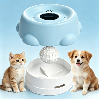 Slow Feeder Bowl for Dogs & Cats - Fun Rolling Ball Puzzle Feeder & Portion Control Dispenser, Controls Eating Speed, Prevents Bloat, Ideal for Senior Dogs & Picky Eaters