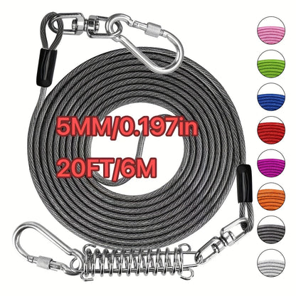 Heavy Duty Dog Leash 6 10 15 30 50 75 100 Feet Long Training Tie Out Cable for Large Dogs Up to 500 lbs Durable Bite-Resistant Yard Running Rope Lead