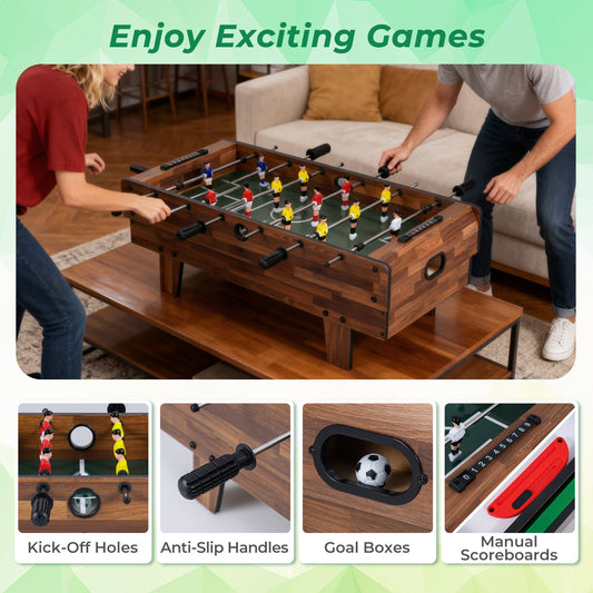 4-in-1 Multi-Game Table, Billiards, Air Hockey, Foosball & Ping Pong, Stackable Surfaces, Slanted Stabilizing Legs, All Accessories Included, 32"x17"x12", Natural/Black