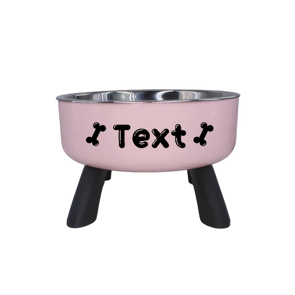 Personalized Stainless Steel Elevated Pet Bowl for Small Dogs – Anti-Slip Raised Feeder with Custom Name & Pattern, Neck Protection Design, Easy Clean Dog Food Water Dish