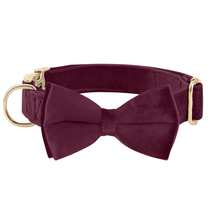 Dog Bowtie Collar Velvet Adjustable with Metal Buckle - Cute Puppy Bow Tie Collar S-XL for Small Medium Large Dogs, 12 Colors, Durable Elegant Dog Gift