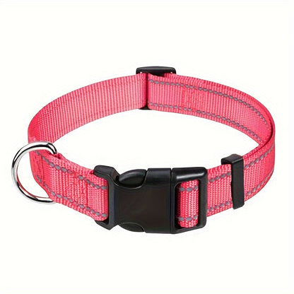 Reflective Adjustable Dog Collar for Small Medium Large Dogs & Cats – Safety Night Visibility Pet Collar with Durable Buckle, Comfortable Everyday Dog Collar