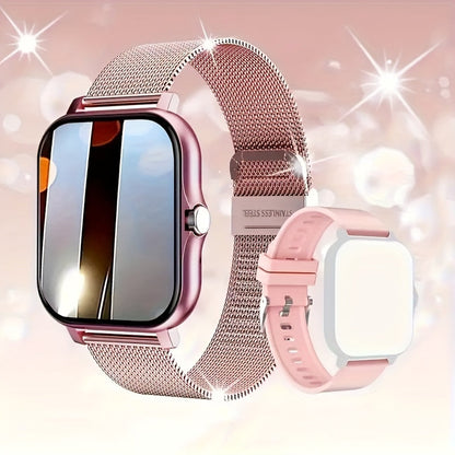 Smartwatch with Wireless Calling Full Touch Screen Fitness Tracker Multiple Sport Modes Music Control Heart Rate Sleep Monitor Compatible iPhone Android Silicone Classic Band Men Women Gift