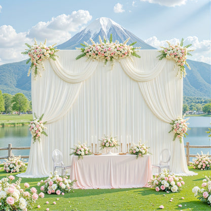 4-Pack 5×10 ft Polyester Spandex Backdrop Curtains with Pole Bags – Wrinkle-Resistant Photography Background for Wedding Birthday Banquet & Party in 15 Colors