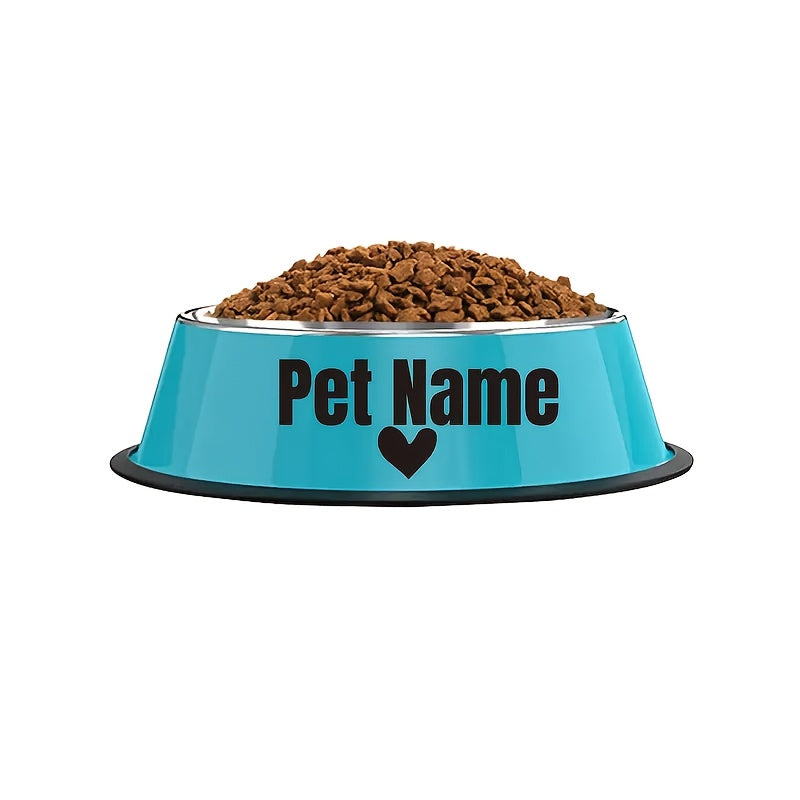 Personalized Stainless Steel Dog & Cat Bowl - Custom Engraved Pet Name Bowl with Paw Print Heart Crown Design, Anti-Tip Non-Slip, 200ml/400ml/1000ml, Food & Water Dish Gift
