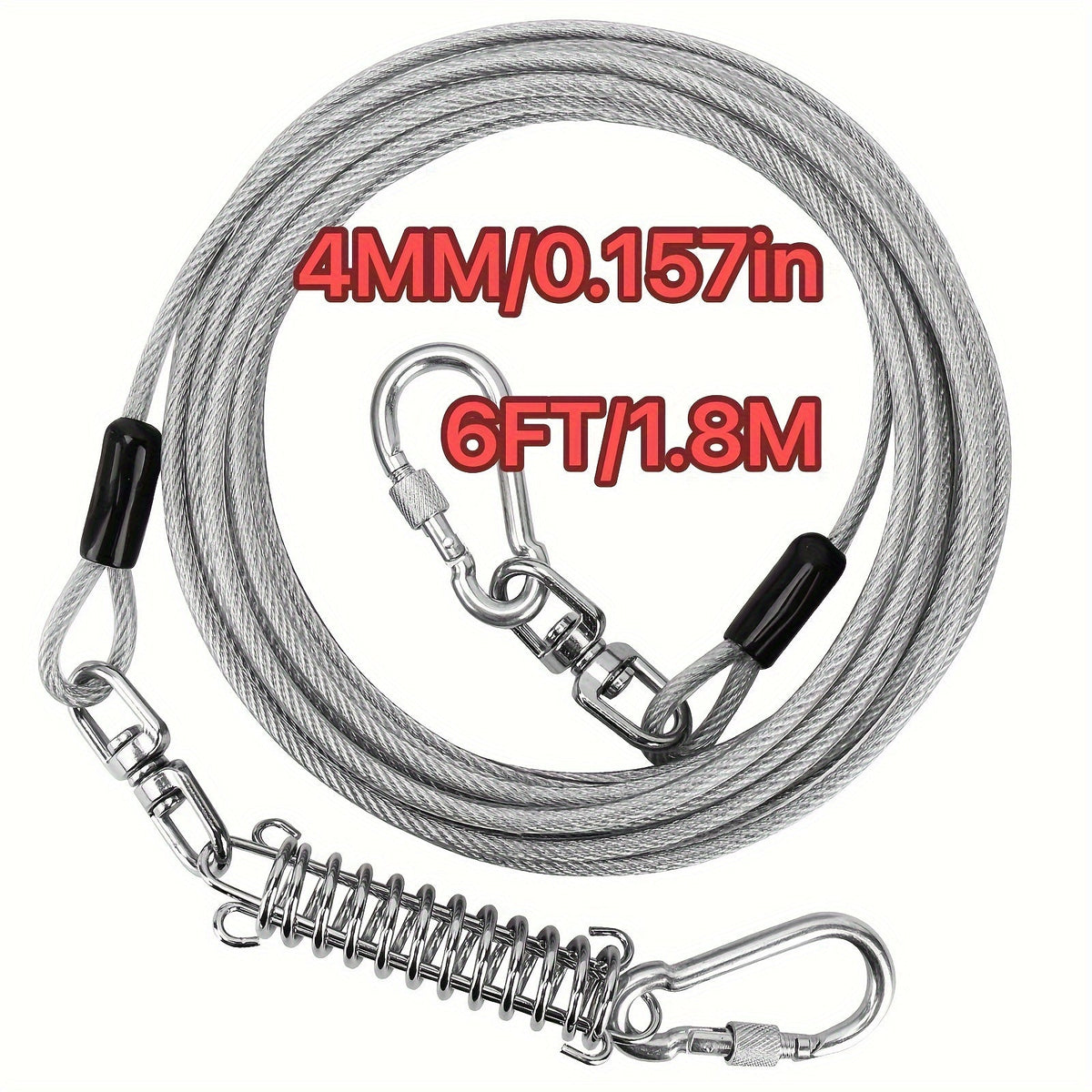 Heavy Duty Dog Leash 6 10 15 30 50 75 100 Feet Long Training Tie Out Cable for Large Dogs Up to 500 lbs Durable Bite-Resistant Yard Running Rope Lead