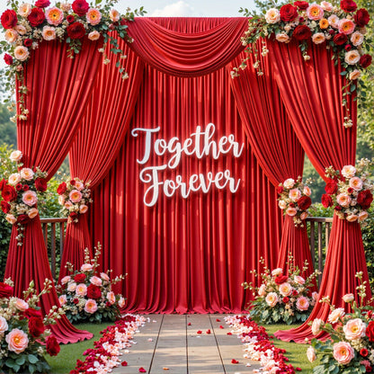 4-Pack 5×10 ft Polyester Spandex Backdrop Curtains with Pole Bags – Wrinkle-Resistant Photography Background for Wedding Birthday Banquet & Party in 15 Colors