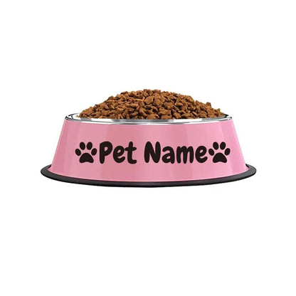 Personalized Stainless Steel Dog & Cat Bowl - Custom Engraved Pet Name Bowl with Paw Print Heart Crown Design, Anti-Tip Non-Slip, 200ml/400ml/1000ml, Food & Water Dish Gift