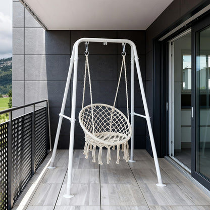A-Frame Hammock Chair Stand Foldable – Heavy-Duty 300 LBS Steel Swing Stand for Hanging Chair Porch Indoor Outdoor Use in Black White Gold Silver