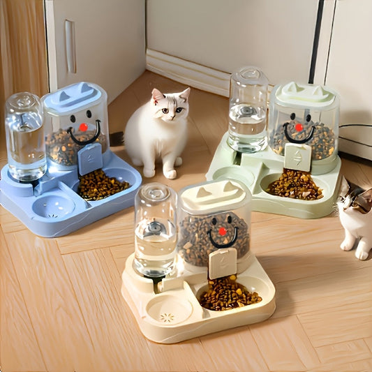 2-in-1 Automatic Cat Feeder & Water Dispenser – Dopamine Color Design, Dry & Wet Separation, Transparent BPA-Free Plastic, No Battery Needed – Indoor Pet Food & Hydration Station for Cats & Dogs