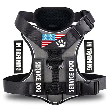 Reflective Dog Harness Vest with 5 Customizable Patches Adjustable Soft Oxford No-Pull Pet Harness with Mesh Lining Easy Control for Small Medium Large Dogs – Escape-Proof Dog Walking Vest Harness