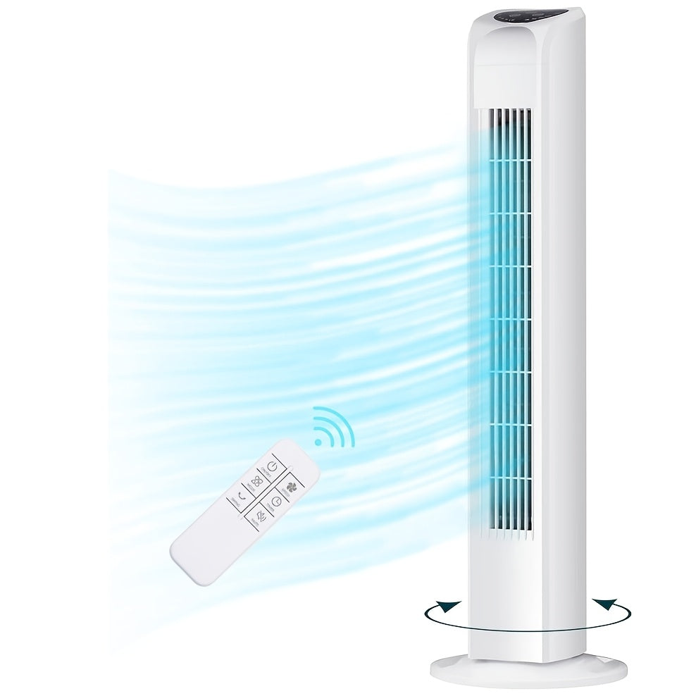 31" Quiet Tower Fan with Remote Control & 80° Oscillation - 3 Speeds, 7.5H Timer, Bladeless Standing Fan for Bedroom Living Room Office, Energy Efficient, Slim Design - 4 Colors