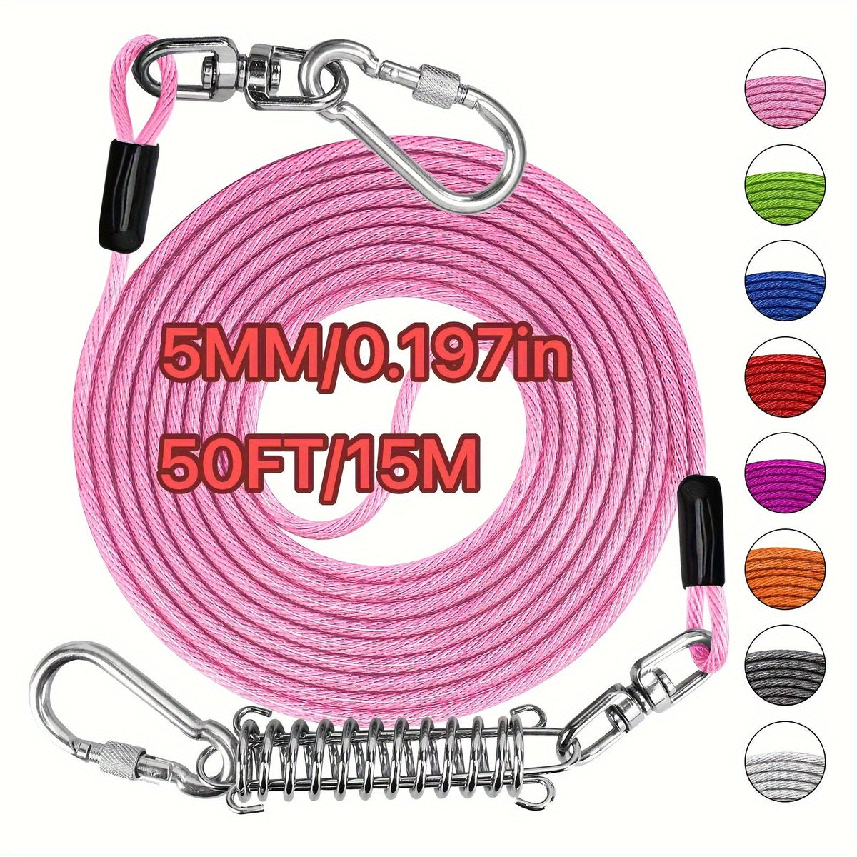 Heavy Duty Dog Leash 6 10 15 30 50 75 100 Feet Long Training Tie Out Cable for Large Dogs Up to 500 lbs Durable Bite-Resistant Yard Running Rope Lead