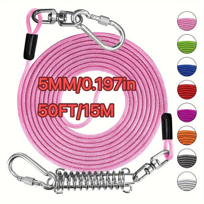 Heavy Duty Dog Leash 6 10 15 30 50 75 100 Feet Long Training Tie Out Cable for Large Dogs Up to 500 lbs Durable Bite-Resistant Yard Running Rope Lead
