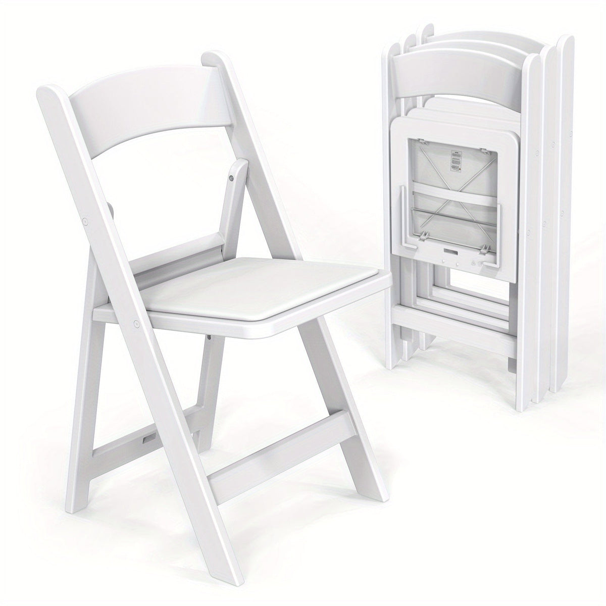Resin Folding Chairs with Cushioned Seats – Foldable Plastic Padded Chair for Indoor Outdoor Events Weddings BBQ Camping Patio in White & Black (Set of 1 2 4 or 8)