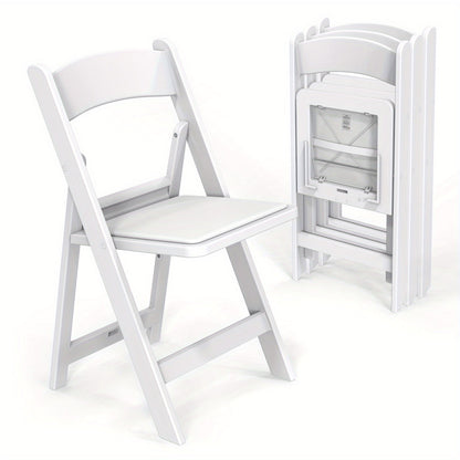 Resin Folding Chairs with Cushioned Seats – Foldable Plastic Padded Chair for Indoor Outdoor Events Weddings BBQ Camping Patio in White & Black (Set of 1 2 4 or 8)