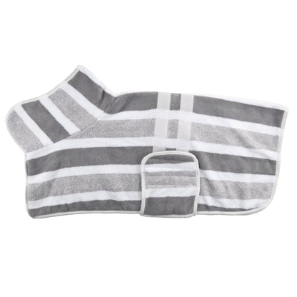Quick-Dry Dog Bath Robe Towel Wrap for Small Medium Large Dogs Adjustable Snap Closure All-Season Post-Bath Drying Gown Machine Washable Pet Bathrobe