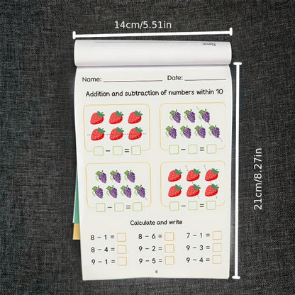 Kids Math Workbook for Preschool & Kindergarten – 64-Page Addition & Subtraction Practice, Number Tracing Handwriting Copybook, Ages 3-6 Early Learning