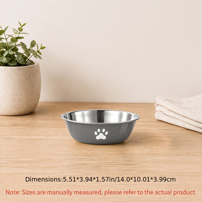 Stainless Steel Pet Bowl with Non-Slip Base – Colorful Printed Food & Water Dish for Cats and Dogs, Durable Easy-Clean Feeding Bowl for Small Medium Large Pets