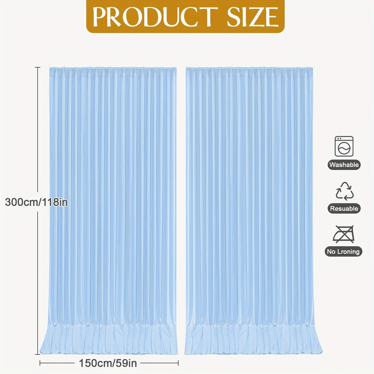 4-Pack 5×10 ft Polyester Spandex Backdrop Curtains with Pole Bags – Wrinkle-Resistant Photography Background for Wedding Birthday Banquet & Party in 15 Colors