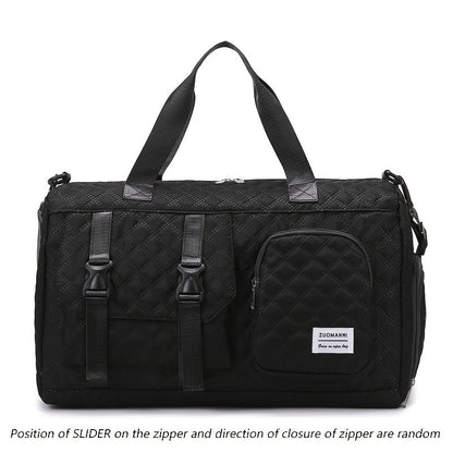 Large Capacity Argyle Travel Duffle Bag - Sports Gym Bag - Spacious & Portable for Overnight & Weekend Trips - Off White, Dark Blue, Green, Pink, Grey, Purple, Khaki & Black