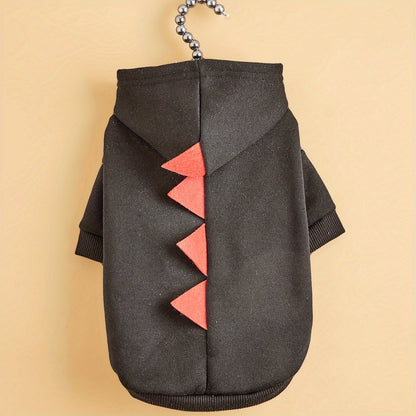 Dinosaur Dog Costume Sweatshirt for Cats and Dogs - Funny Pet Transformation Hoodie with Dino Spike Design, Soft Warm Halloween Cosplay Outfit for Small Medium Pets