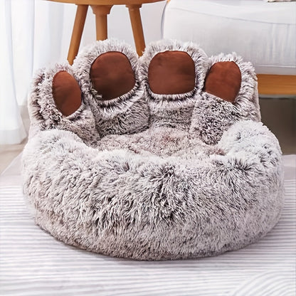 Bear Paw Plush Pet Bed for Dogs & Cats Soft Warm Cartoon Snuggle Bed Padded Sofa Cushion 6 Colors Gray Pink Coffee M L XL XXL XXXL Winter Cozy Dog Bed Cat Bed