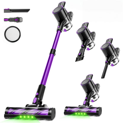 Wired & Wireless Cordless Stick Vacuum Cleaner - 55–70 KPa, 3-Speed, 45-Min Battery, Detachable Battery, LED Floor Brush - Pet Hair, Carpet & Hard Floor - Lightweight Handheld