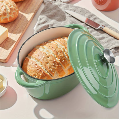 Enameled Cast Iron Dutch Oven with Lid & Dual Handles - For Bread Baking, Slow Cooking & Roasting, Works on All Heat Sources, Large Capacity & Standard Options - 5 Colors