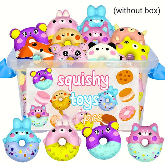 Mini Squishy Donut Squeeze Toys 12 or 24 Pack Slow Rising Party Favor Goodie Bag Fillers for Kids Classroom Birthday Halloween Christmas Holiday Gifts for Boys Girls Random Colors