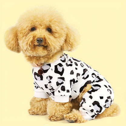 Pink Leopard Print Dog Pajamas for Small Dogs & Cats – Plush Soft Cozy Pet Jammies, Glamorous Leopard Texture Onesie Sleepwear for Puppies and Kittens, Stylish Indoor Dog Apparel and Pet Gift
